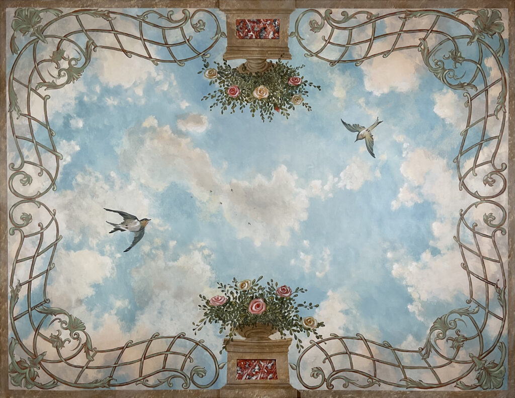 Trompe-l'œil de faux ciel - peinture décorative - artiste peintre en décor Agathe Zuliani - décoration d'intérieur Paris